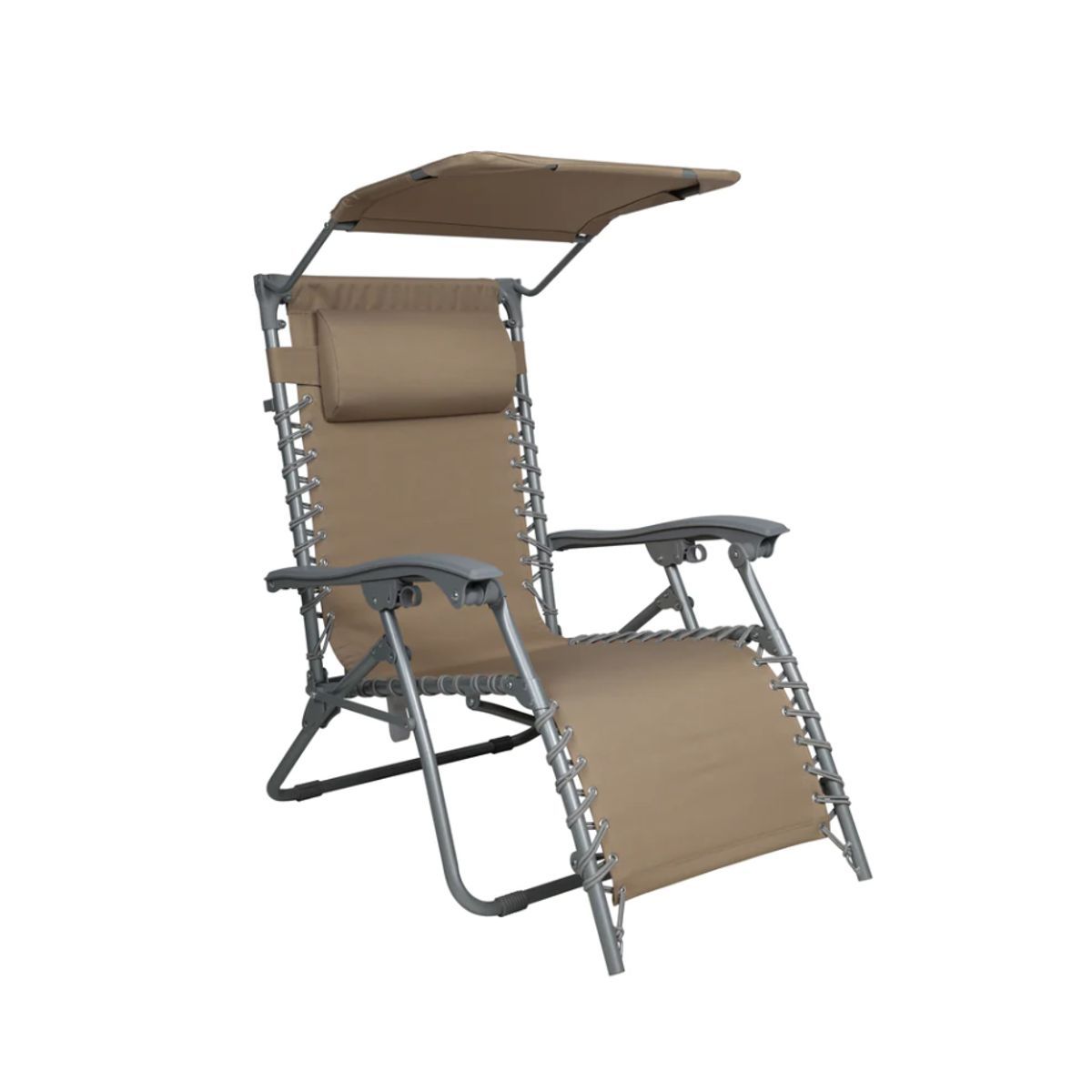 26" Gravity Free Beach Chair with Adjustable Canopy - Bliss Hammocks Beach Chair- Taupe