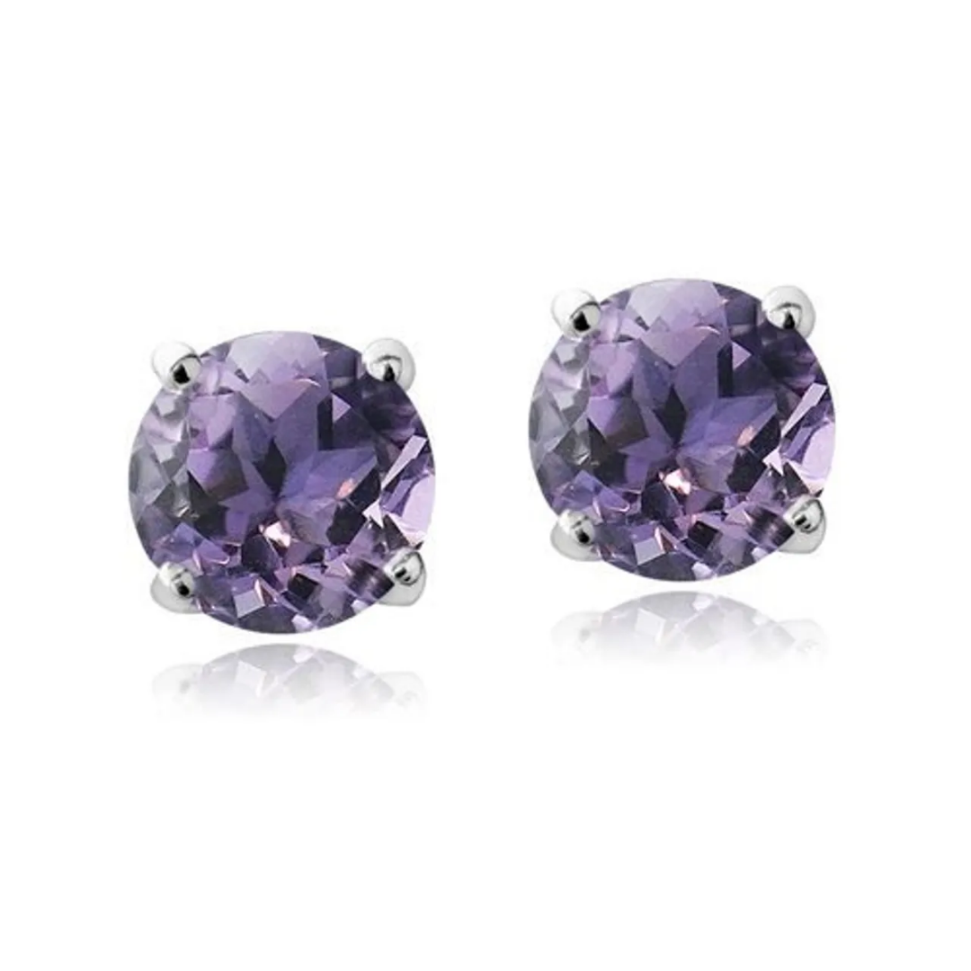 Crystal Amethyst Earrings - Round AMETHYST