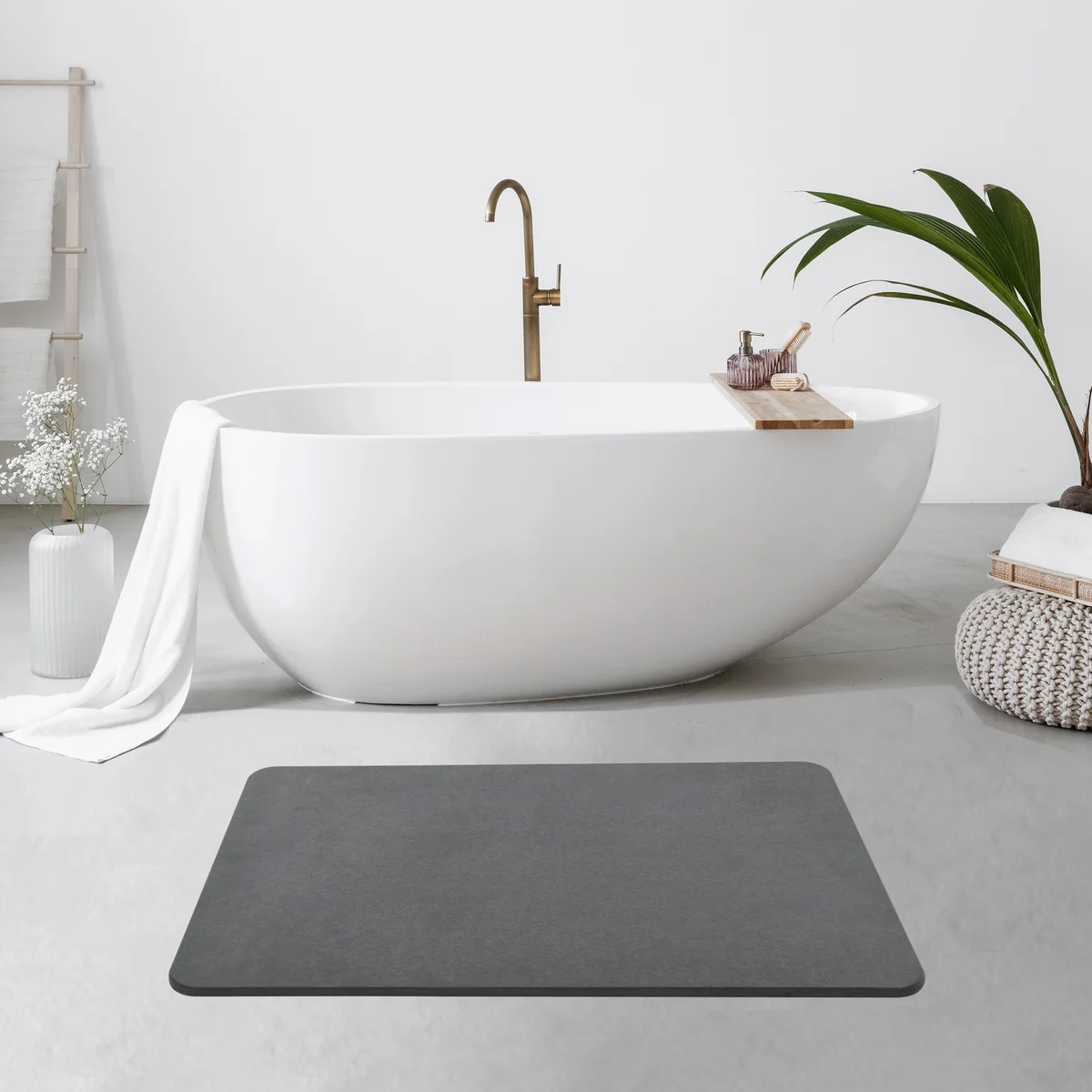 Diatomaceous Earth Bath Mat - Gray