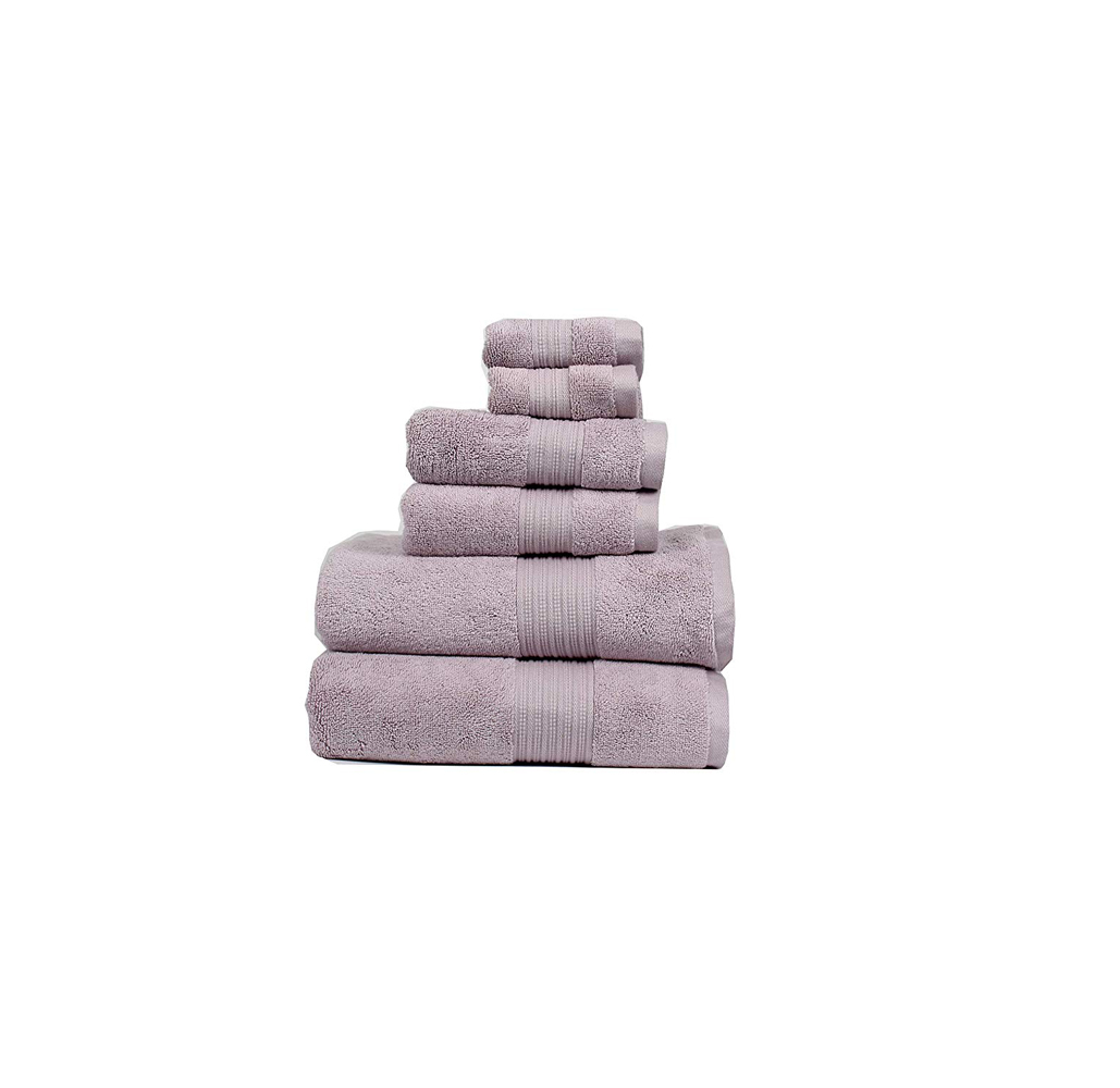 Divine Home 6-Piece 100% Cotton Luxury Towel Set - Dusky Mauve