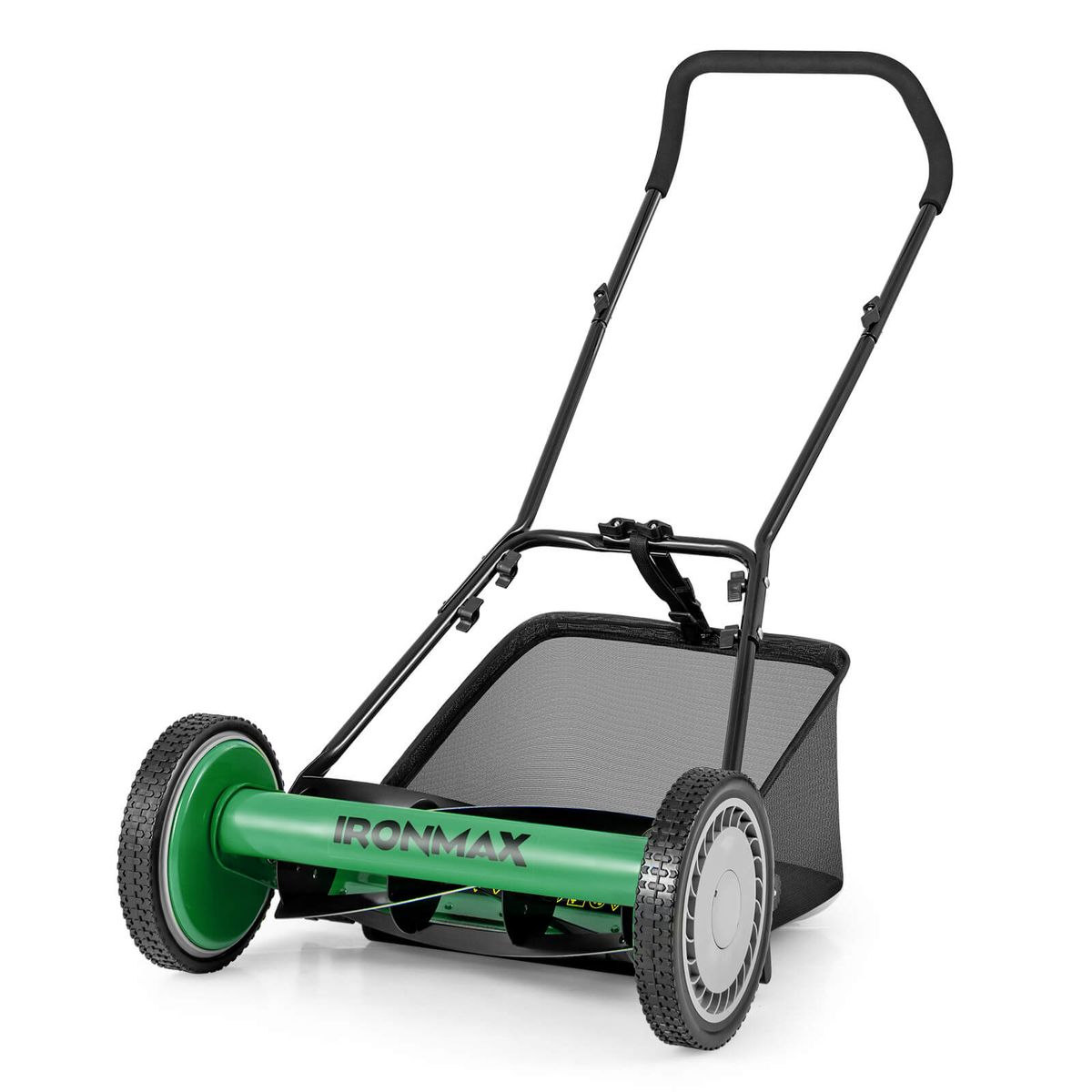 Ironmax 16" Push Lawn Mower with 5-Blades and Grass Catcher - Lawn Mower -Green