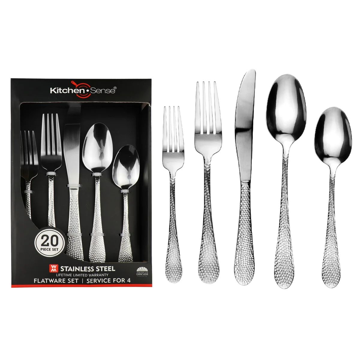 40-Piece Stainless Steel Flatware Silverware (Set of 8) - Dots Touch