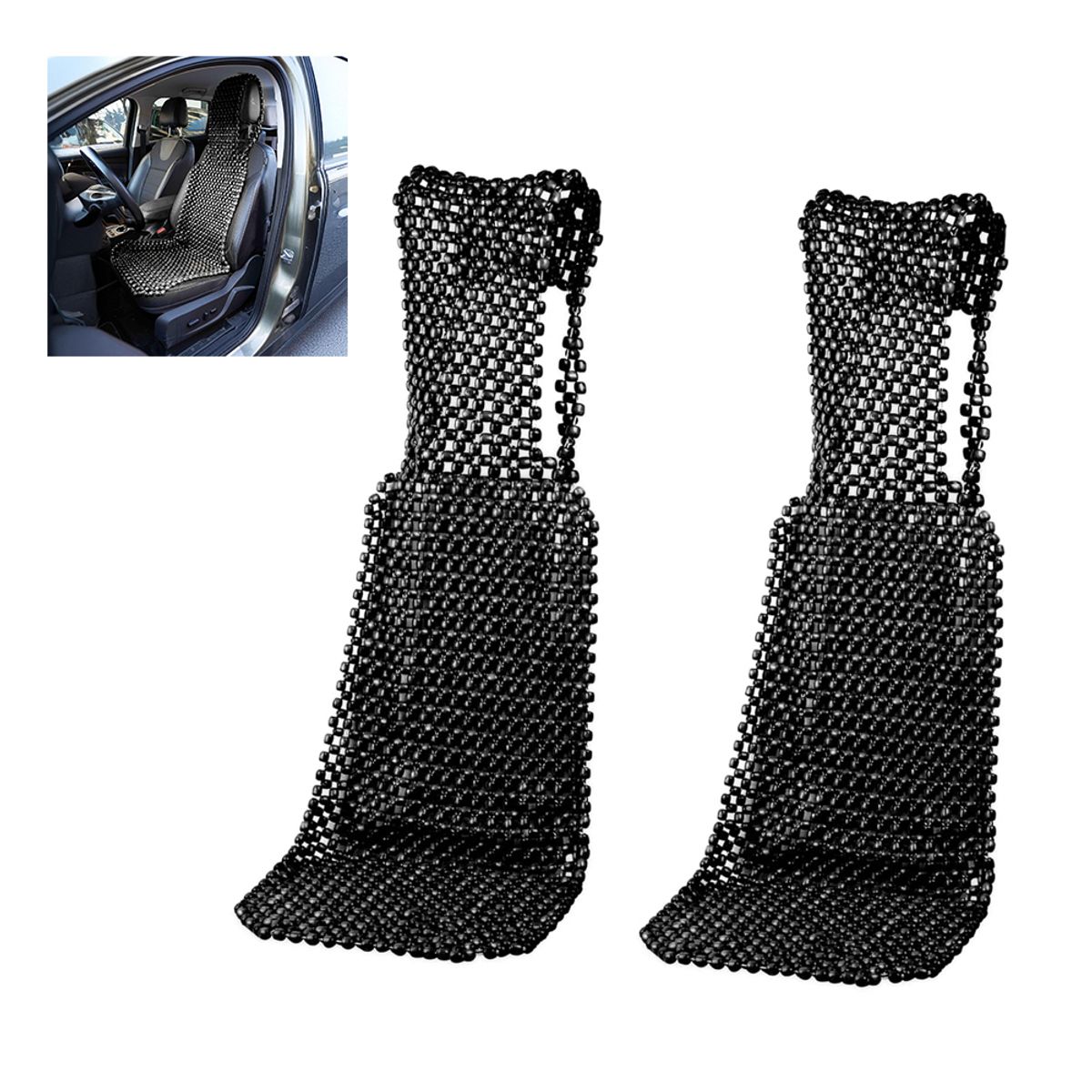 Zone Tech Beaded Seat Cover (1- Or 2-Pack) - Beaded Seat Cover for Cars Black 2PK