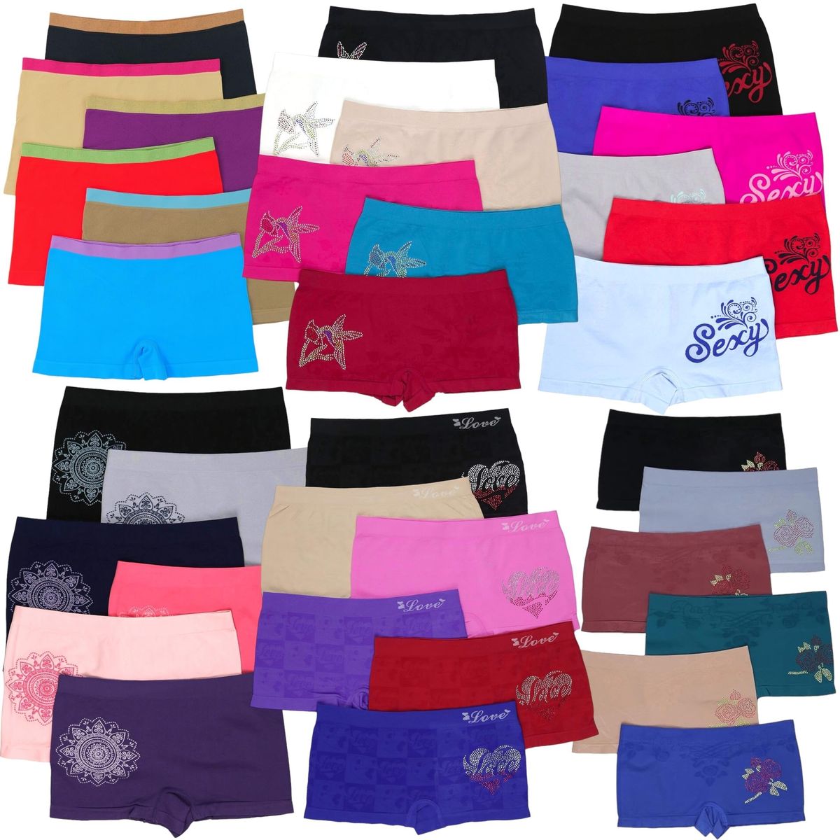 Women's Seamless Boyshorts (6- or 12-Pack) - 12 Pack: Random Assortment / One Size