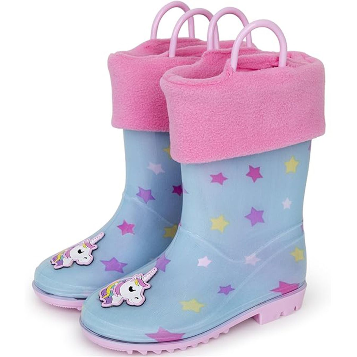 Kids' Unisex Waterproof Rubber Boots - Sock Unicorn/Stars-8T
