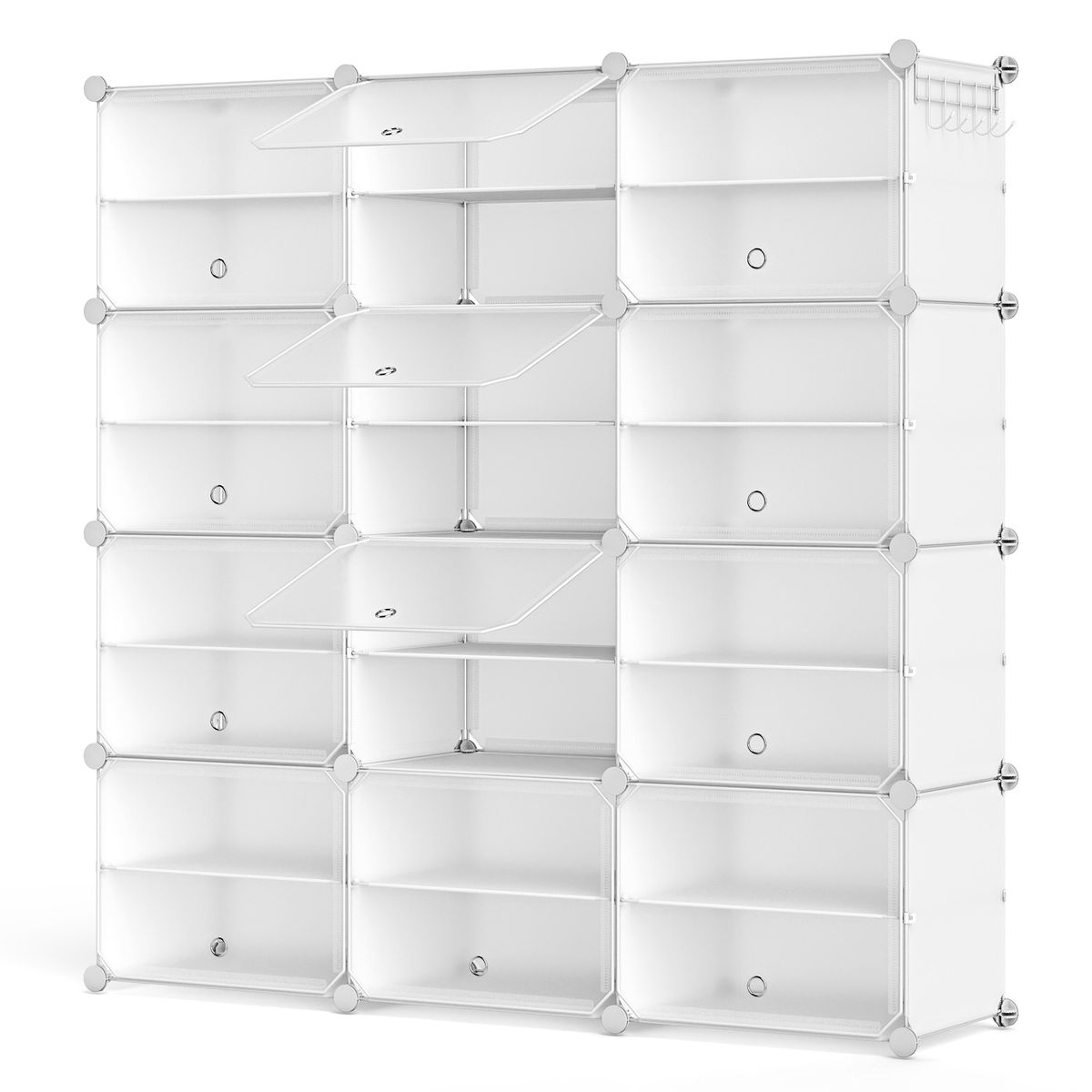 12-Cube 48-Pair Portable Shoe Organizer  - Costway Portable Shoe Rack White