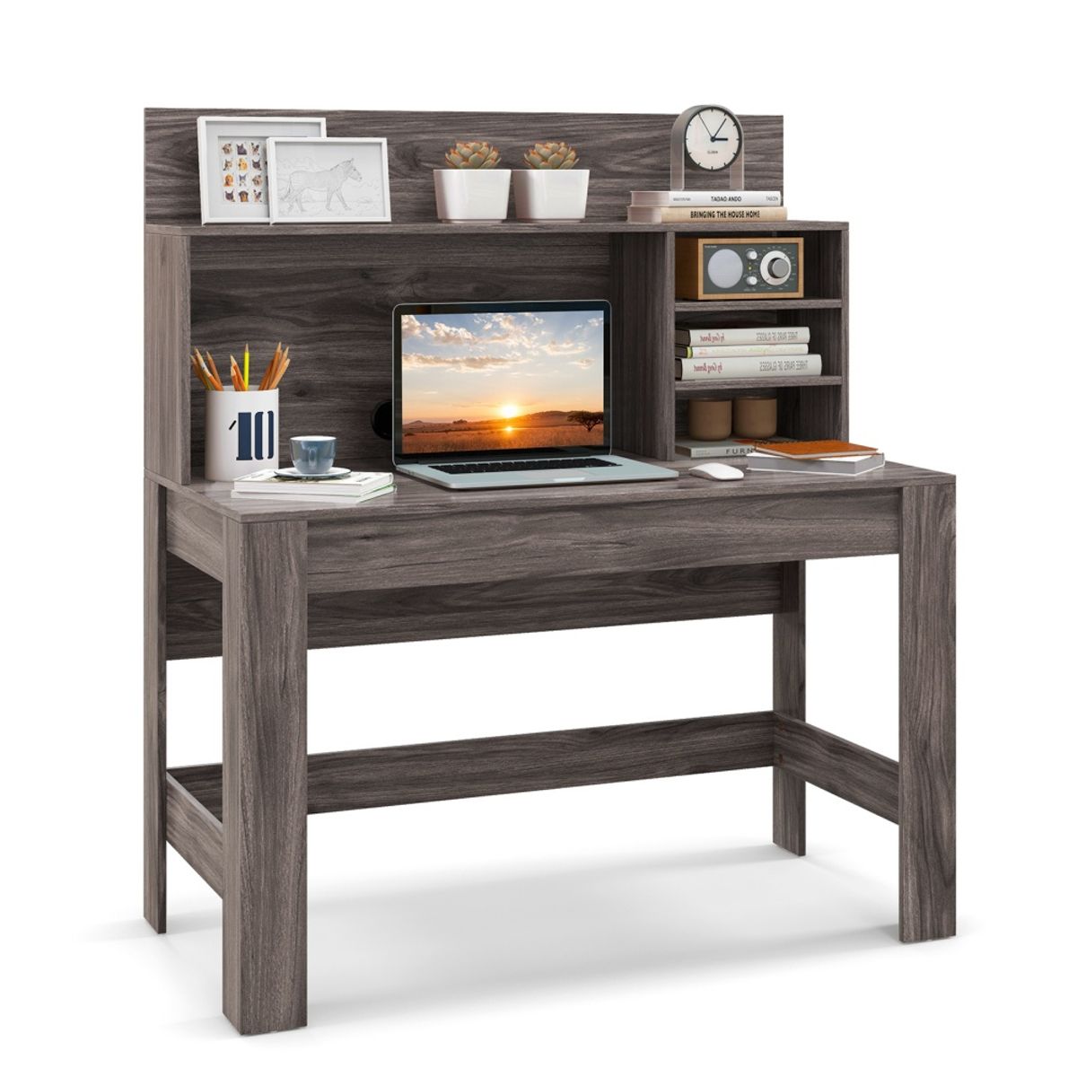 2-in-1 Modern Computer and Writing Desk  - Desk-Oak