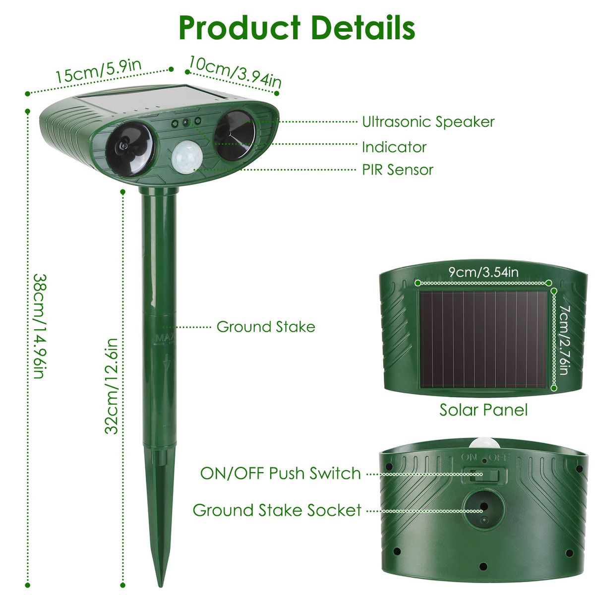 iMounTEK Solar Ultrasonic Animal Repeller - Standard