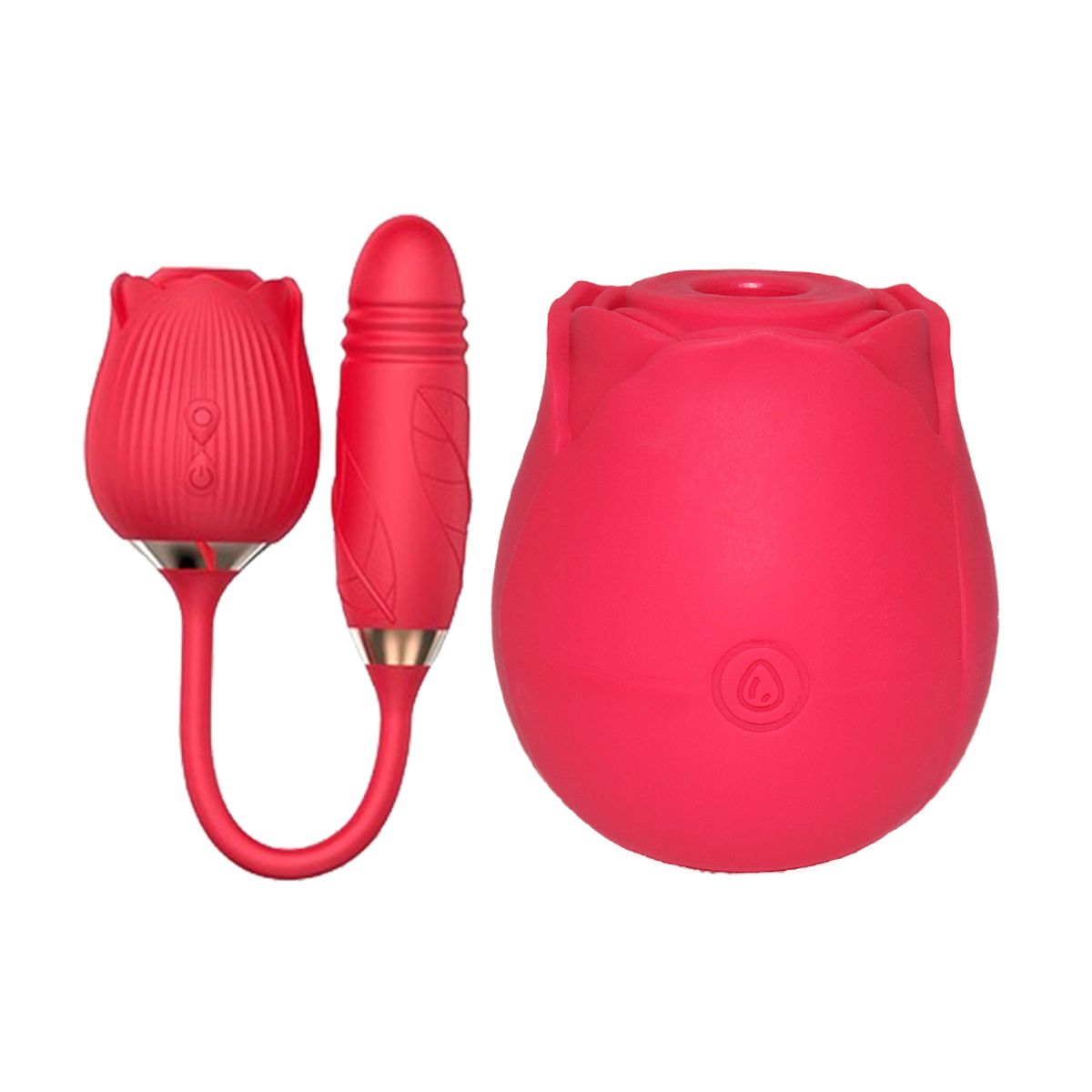 Ultimate Pleasure Sex Toy Vibrator Deluxe Set - Pink Rose 3 in 1 Vibrator /Pink Rose Suc