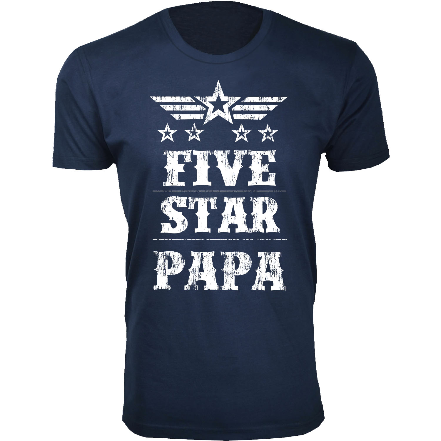 Men's Five Star Dad/Grandpa T-shirt - Men's Five Star Father's Day T-shirts - Papa - Navy / L