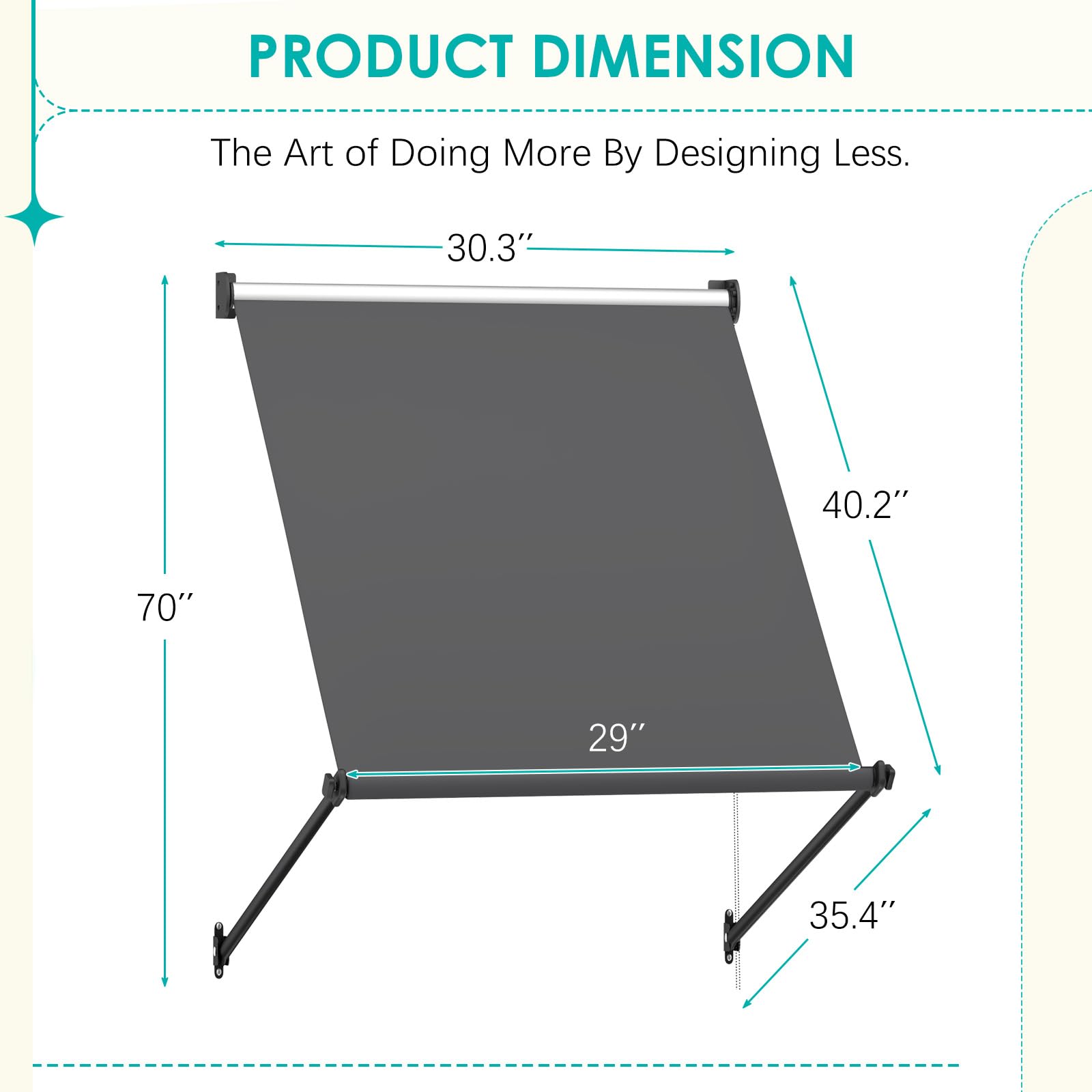 Retractable Manual Outdoor Awning - 30"x40"