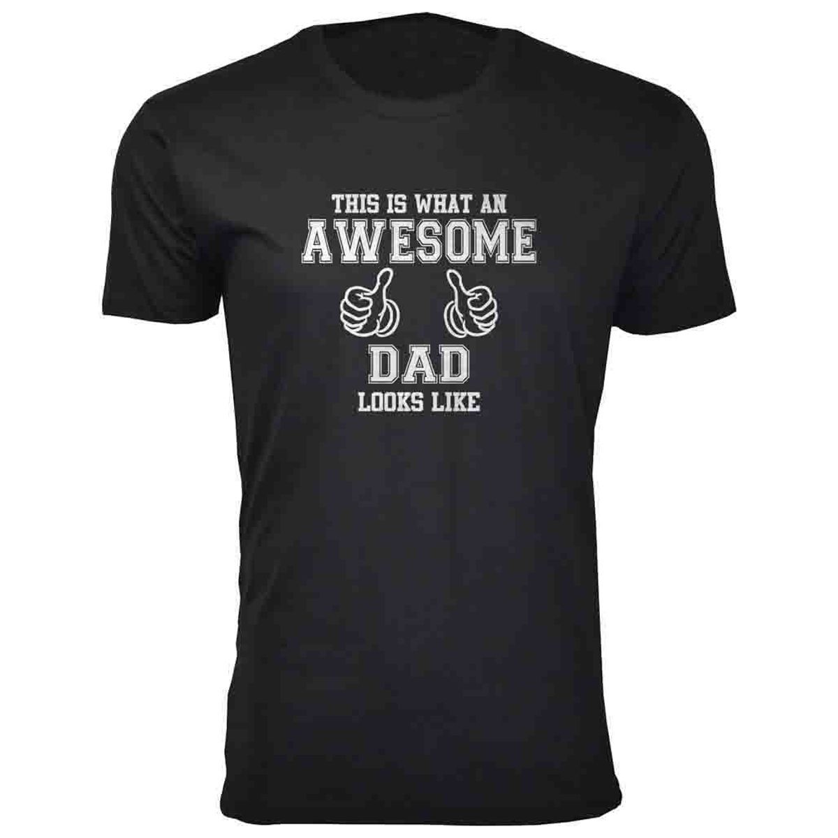 Men's Funny Dad Cotton T-Shirts - Awesome Thumbs Dad Looks Like/Black/M