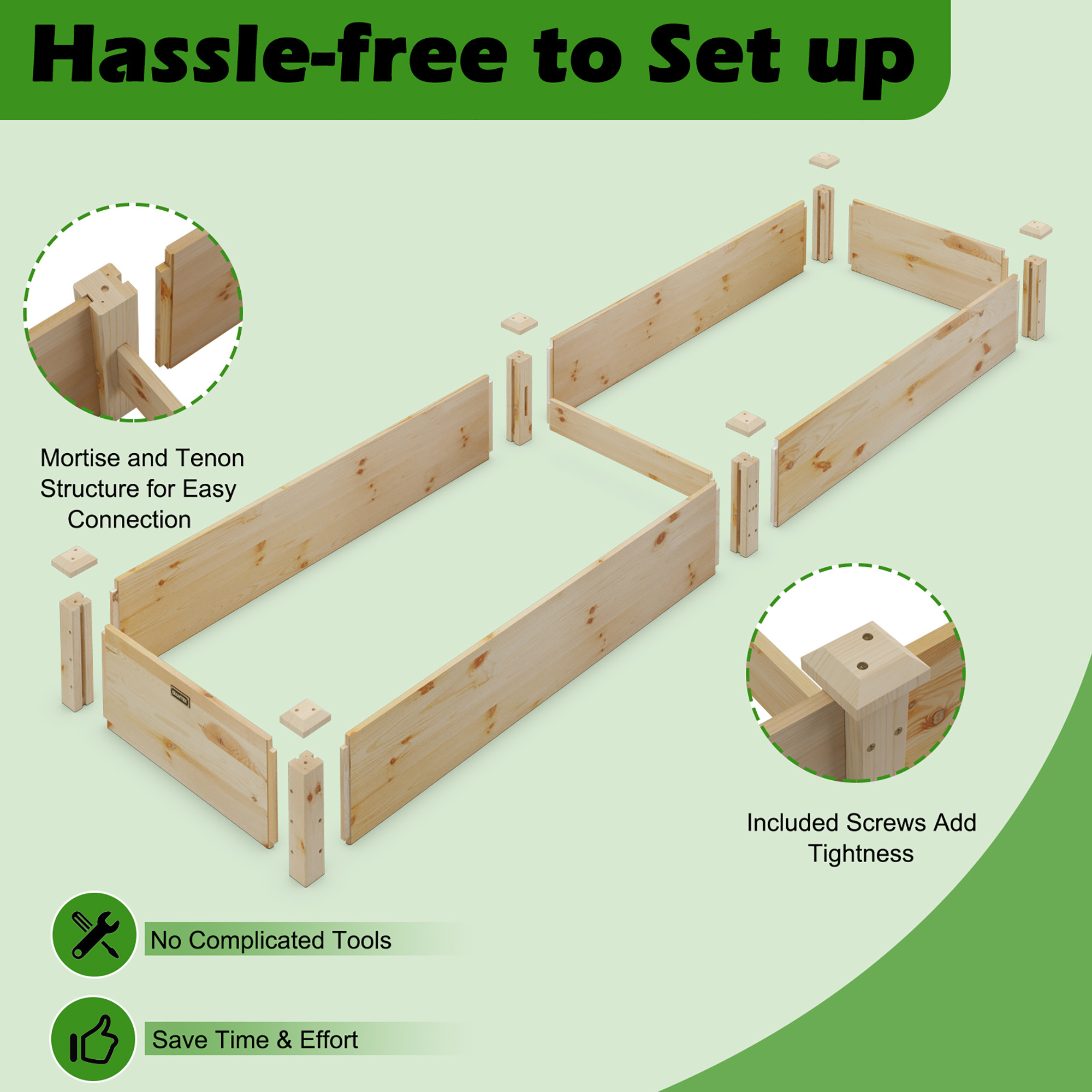 8' x 2' Wooden Raised Garden Bed (2 Types) - Costway Wooden Vegetable Raise