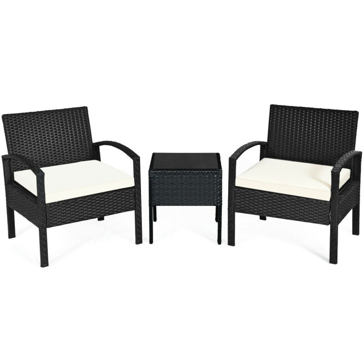 3-Piece Rattan Furniture Conversation Set - Conversation Set White