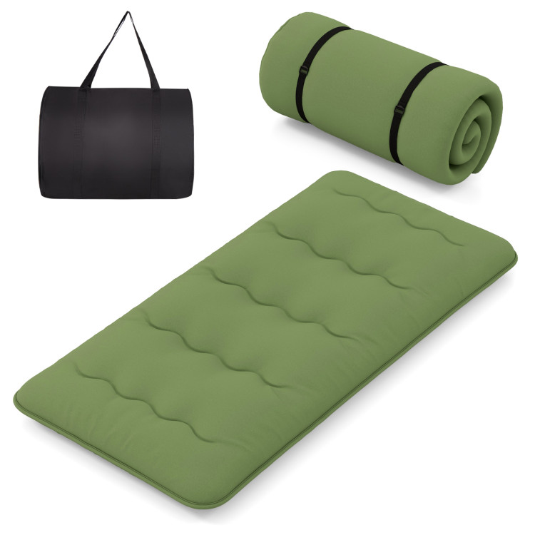 Futon Mattress with Washable Cover and Carrying Bag - Green-Twin