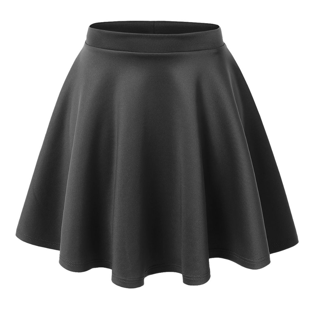 Women's Basic Stretchy Flared Casual Mini Skater Skirt - Small - Charcoal