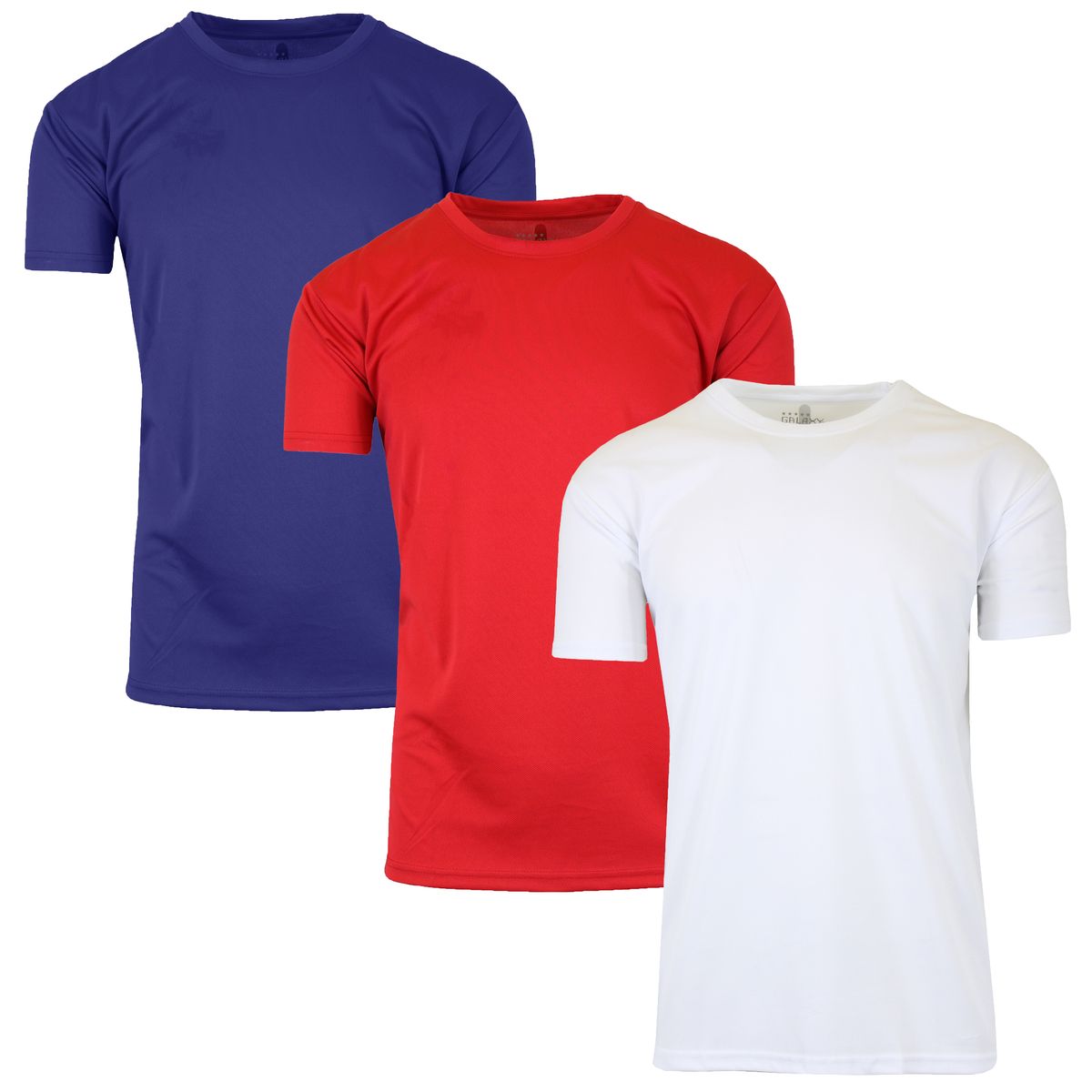 Men's Moisture-Wicking Quick Dry Performance Crew Neck Tee (3-Pack) - MPT-100/NV-RD-WH/L