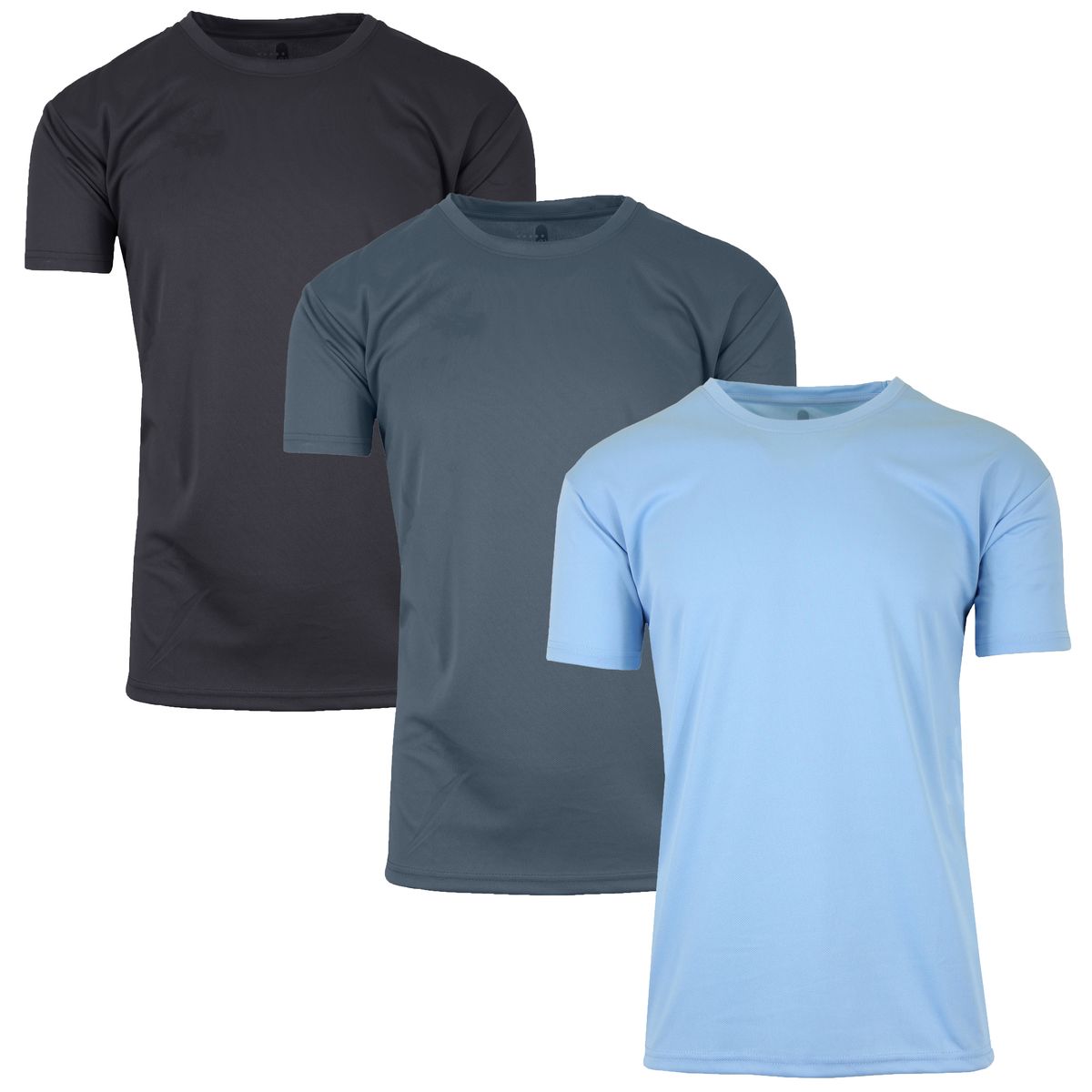 Men's Moisture-Wicking Quick Dry Performance Crew Neck Tee (3-Pack) - MPT-100/BK-CH-LB/L