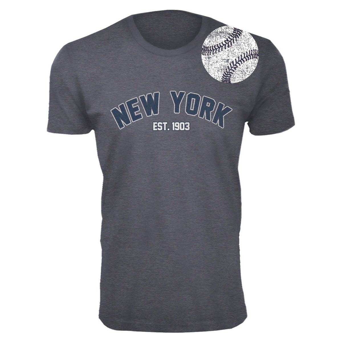 Men's Baseball City T-Shirt - New York - Premium Heather Grey / 3XL