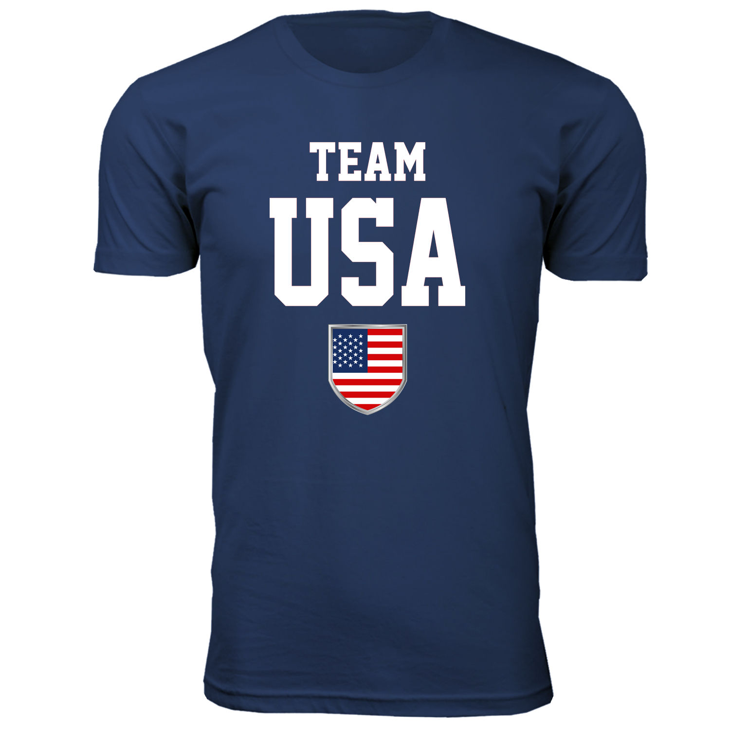 Men's Patriotic USA T-Shirt - Team USA Shield - Navy / L