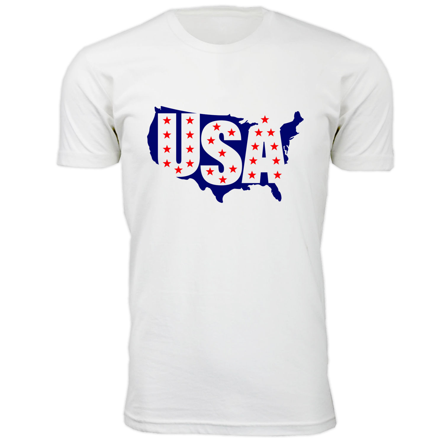 Men's Patriotic USA T-Shirt - USA Map - White / 3XL