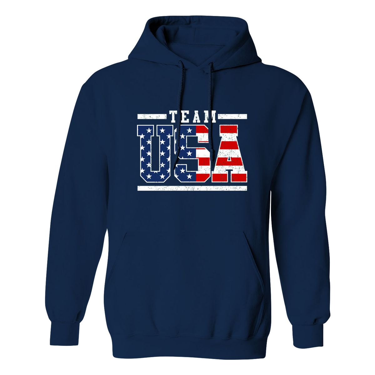 Men's Patriotic USA Pullover Hoodie - USA Gold Border - Navy / XL
