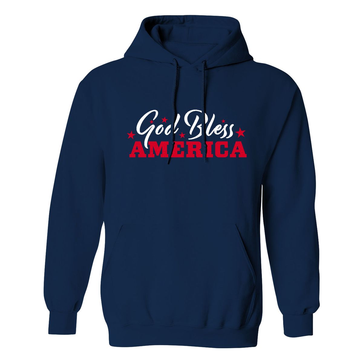 Men's Patriotic USA Pullover Hoodie - God Bless America - Navy / 2XL