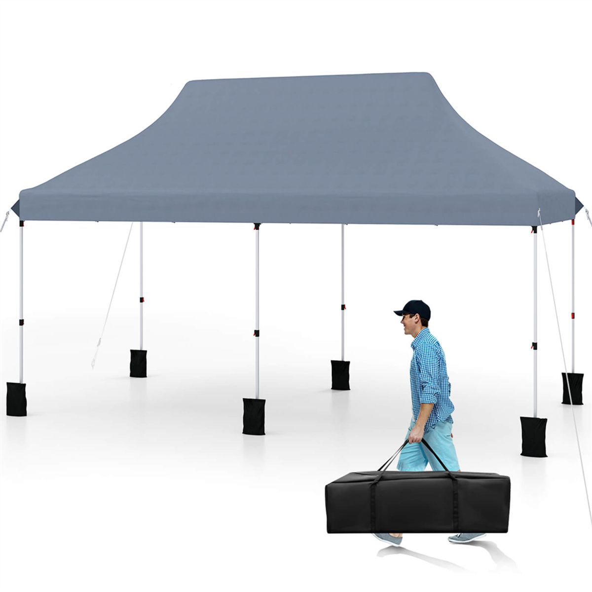 10 x 20-foot Pop-up Canopy with UPF50+ Sun Protection - Tent GR