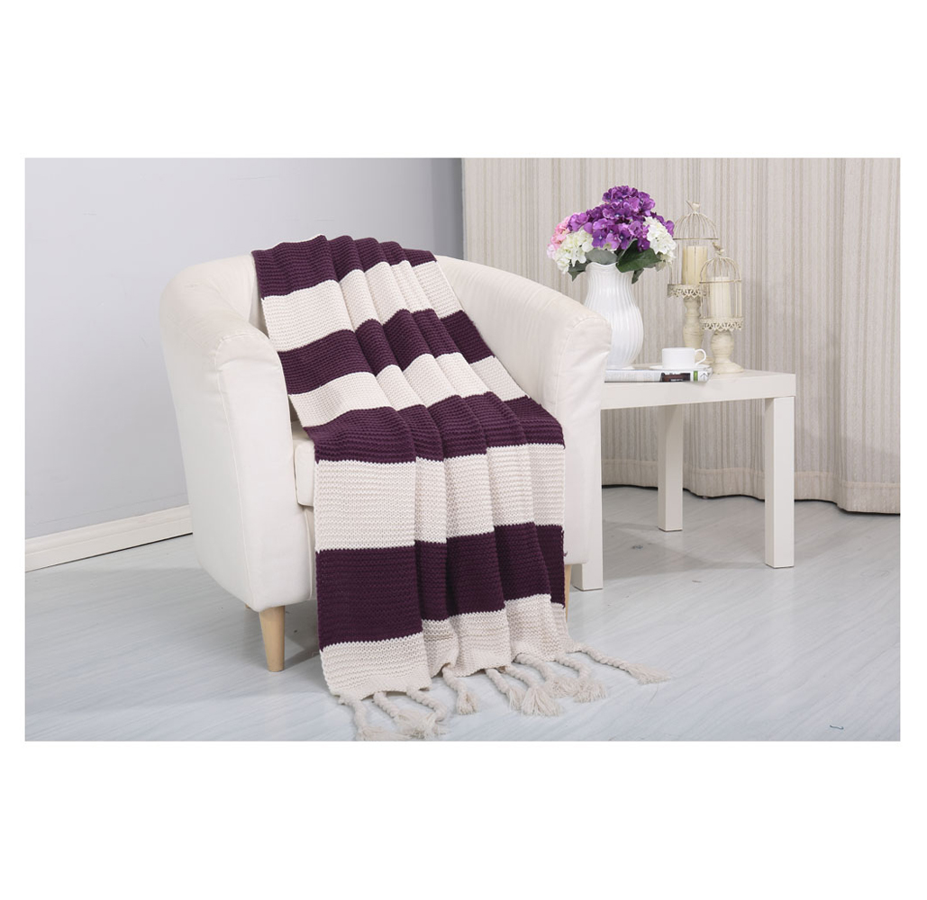 Vintage Knitted Throw Blanket - Vintage - Purple