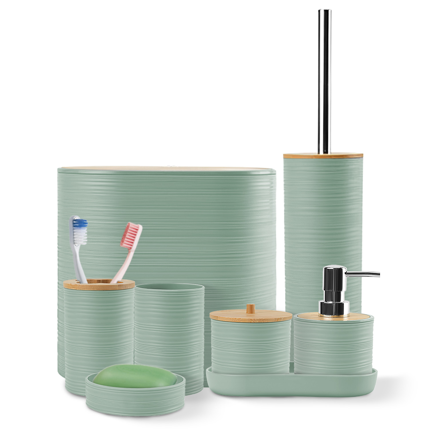 NewHome 8-Piece Bathroom Accessory Set - Green