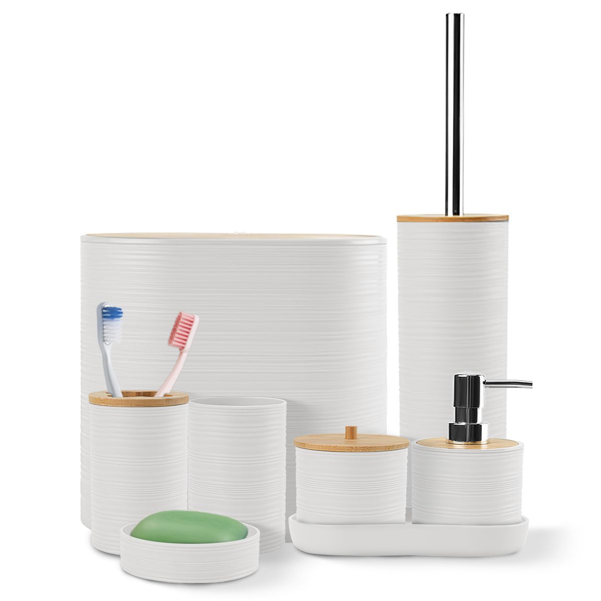 NewHome 8-Piece Bathroom Accessory Set - White