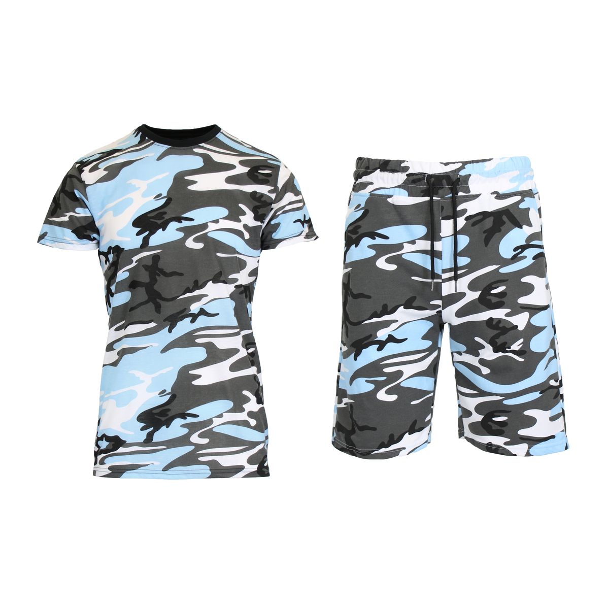 Men’s 2-Piece Slim Fit Camo T-Shirt & Shorts Set - MCMO-02 - MPS-670 - LB - S