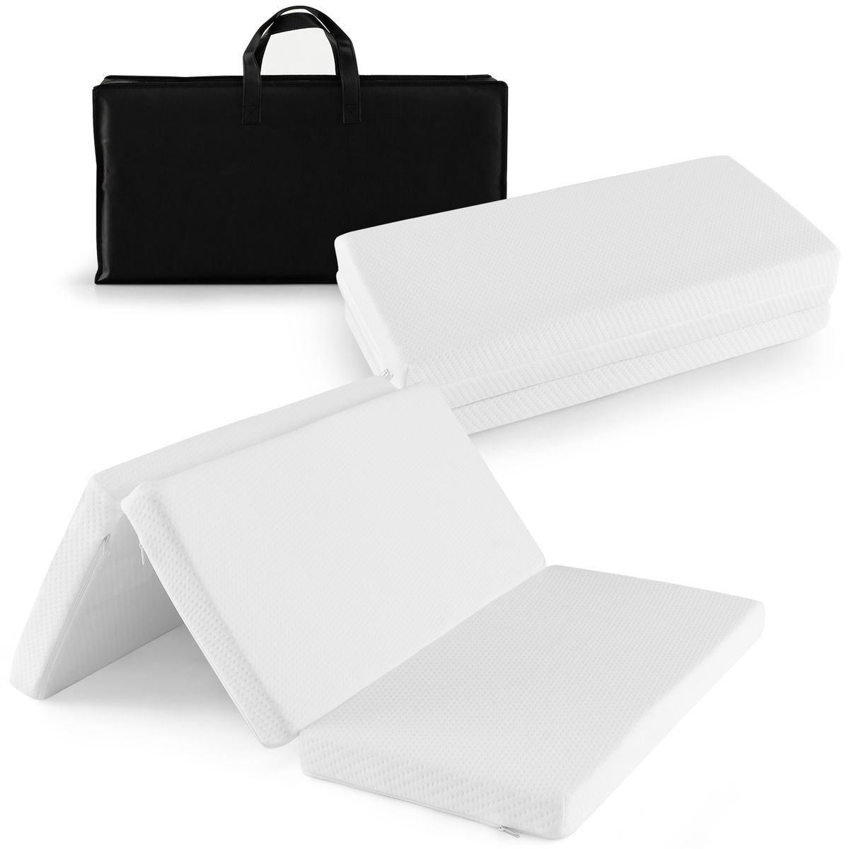 Tri-Fold Pack n Play Foldable Memory Foam Crib Mattress - Costway Tri-fold Pack and Play