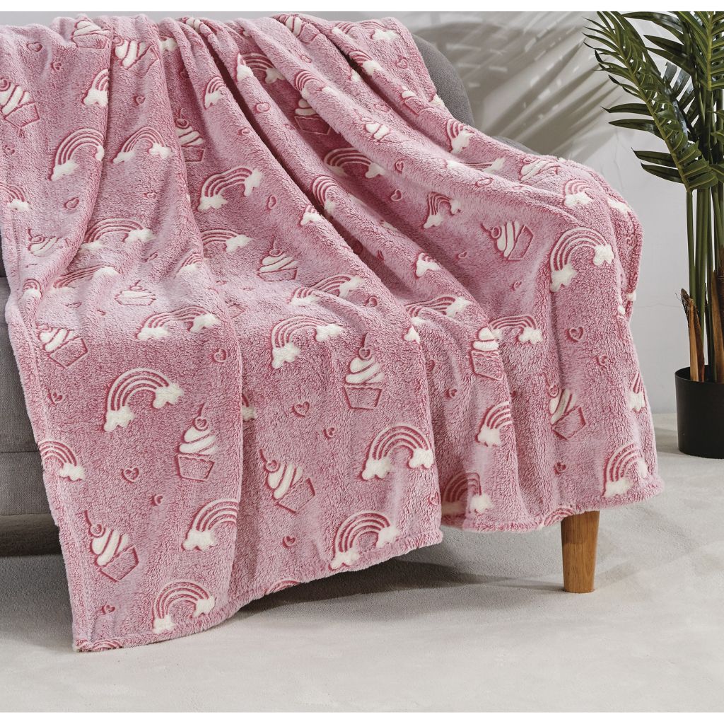 50 x 60-Inch Glow-in-the-Dark Blanket (1- or 2-Pack) - Pink & Rainbow Glow