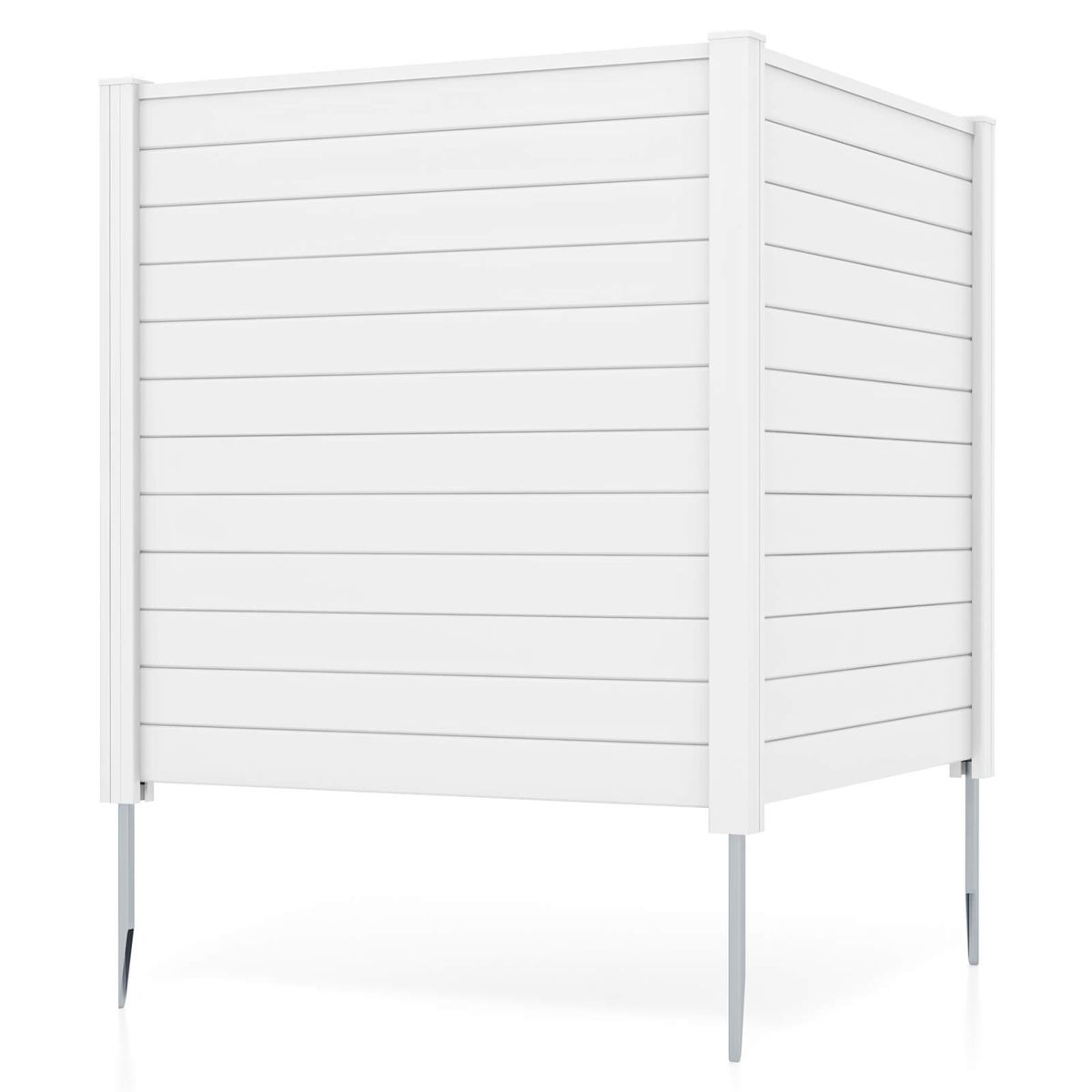 48"L x 48"H Outdoor Privacy Fence Panels with Metal Ground Stakes - White