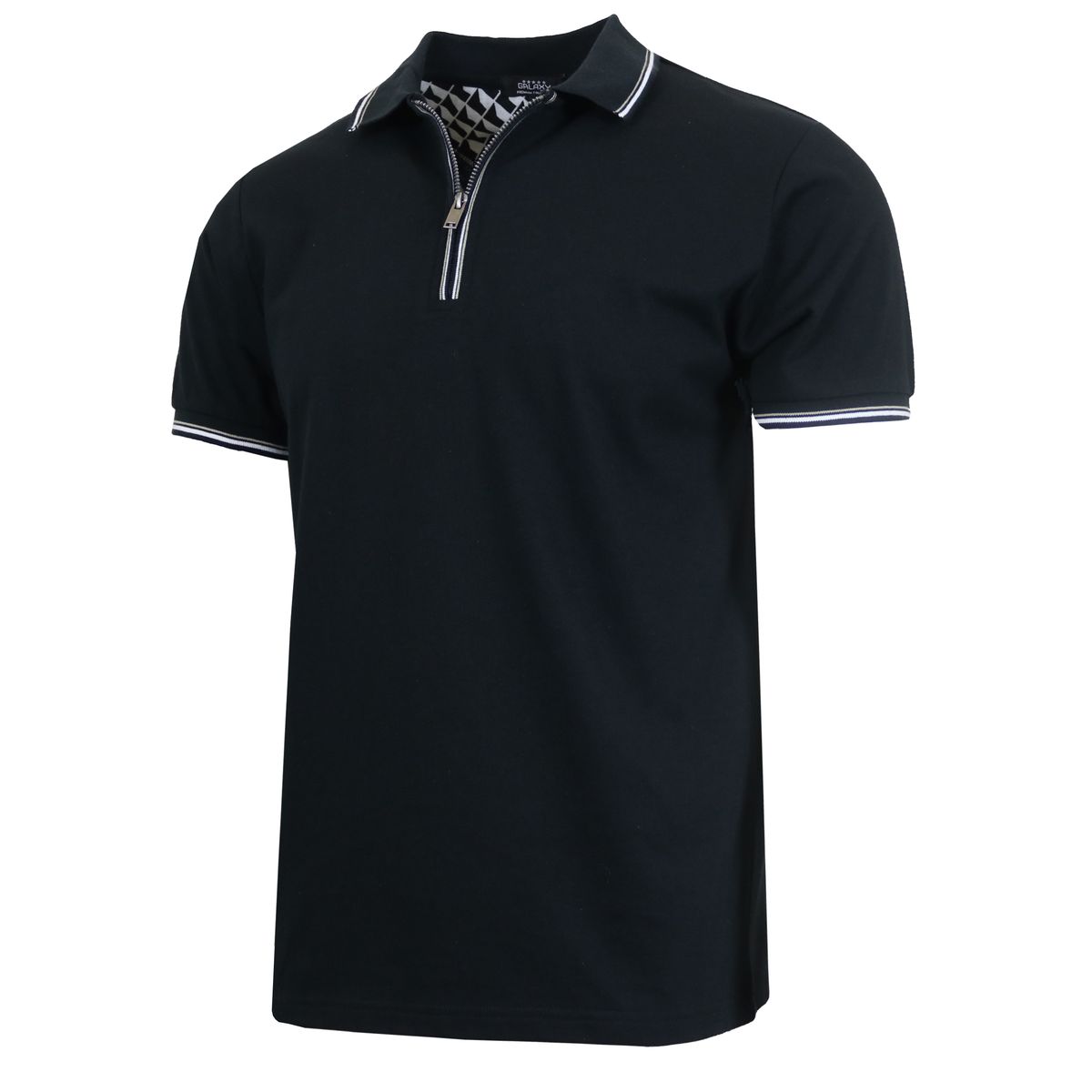 Men’s Modern Fit Polo Shirt with Zip Placket - MSPO-80 - BK - S
