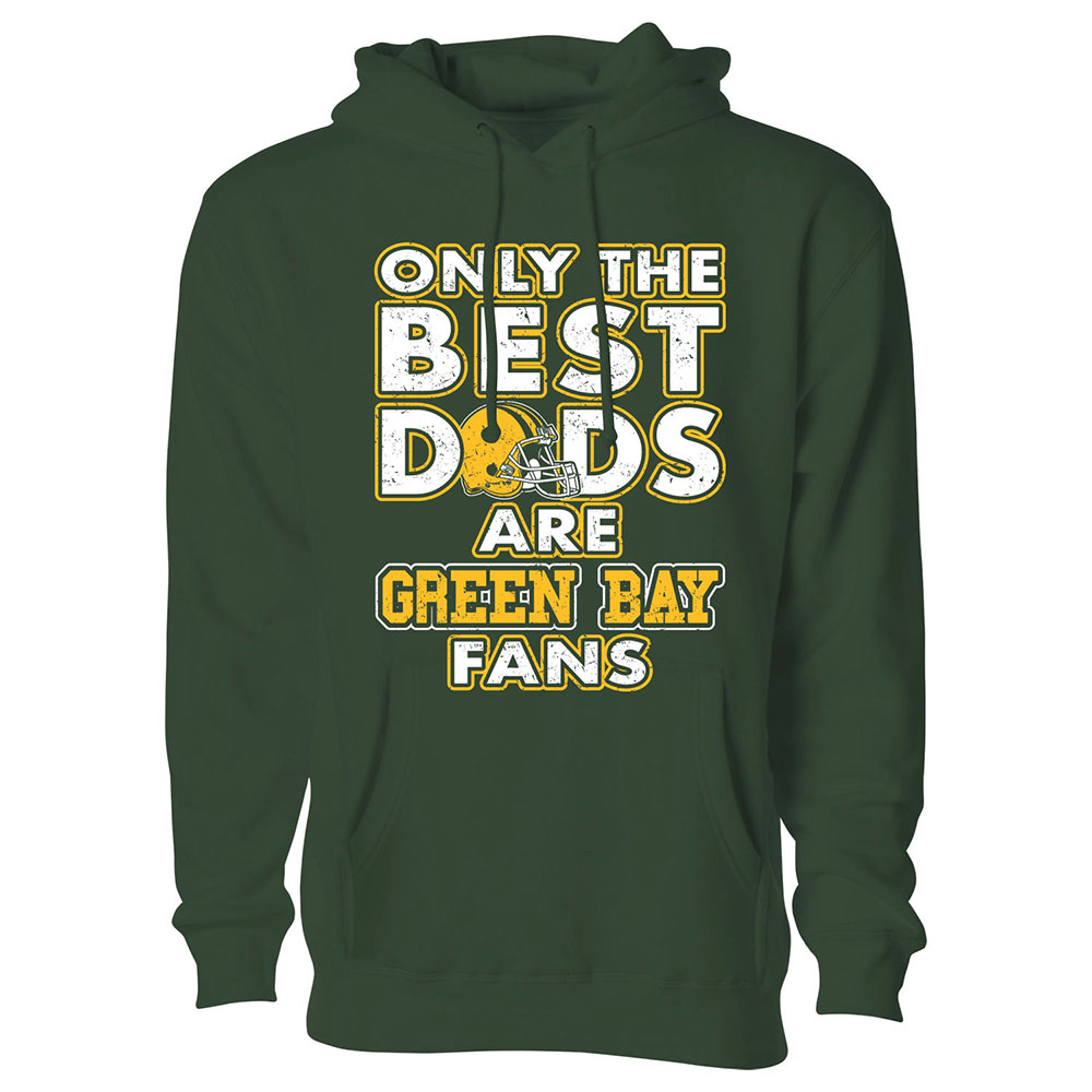 Men's Only The Best Dads Football Fan Pull Over Hoodie - Green Bay - F.Green / L