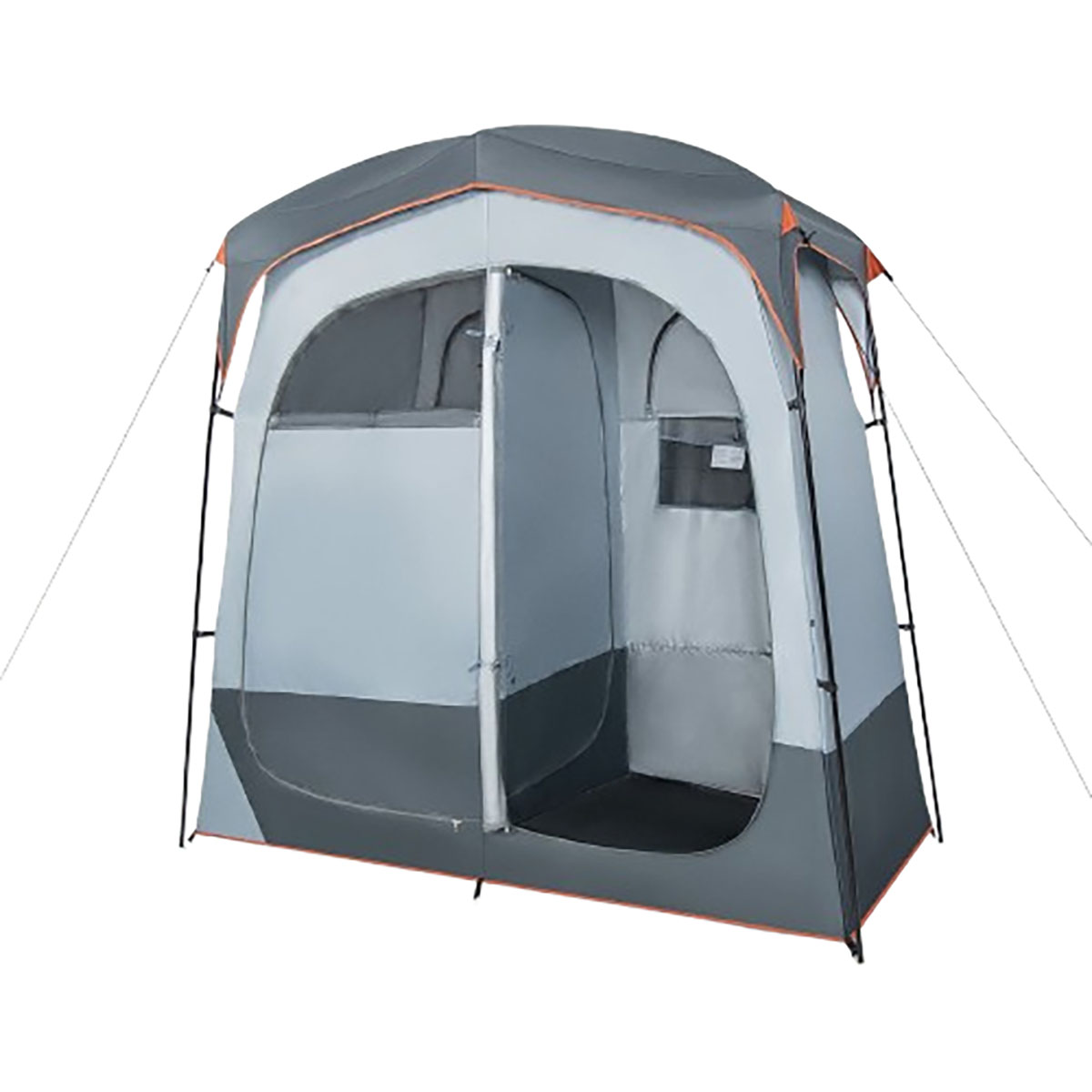 2-Room Privacy Shower Tent with Removable Rain Fly & Inside Pocket - Shower Tent-Gray