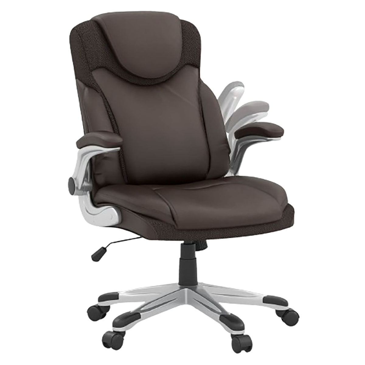 Ergonomic Office PU Leather Executive Chair with Flip-up Armresets - Office Chair-Brown