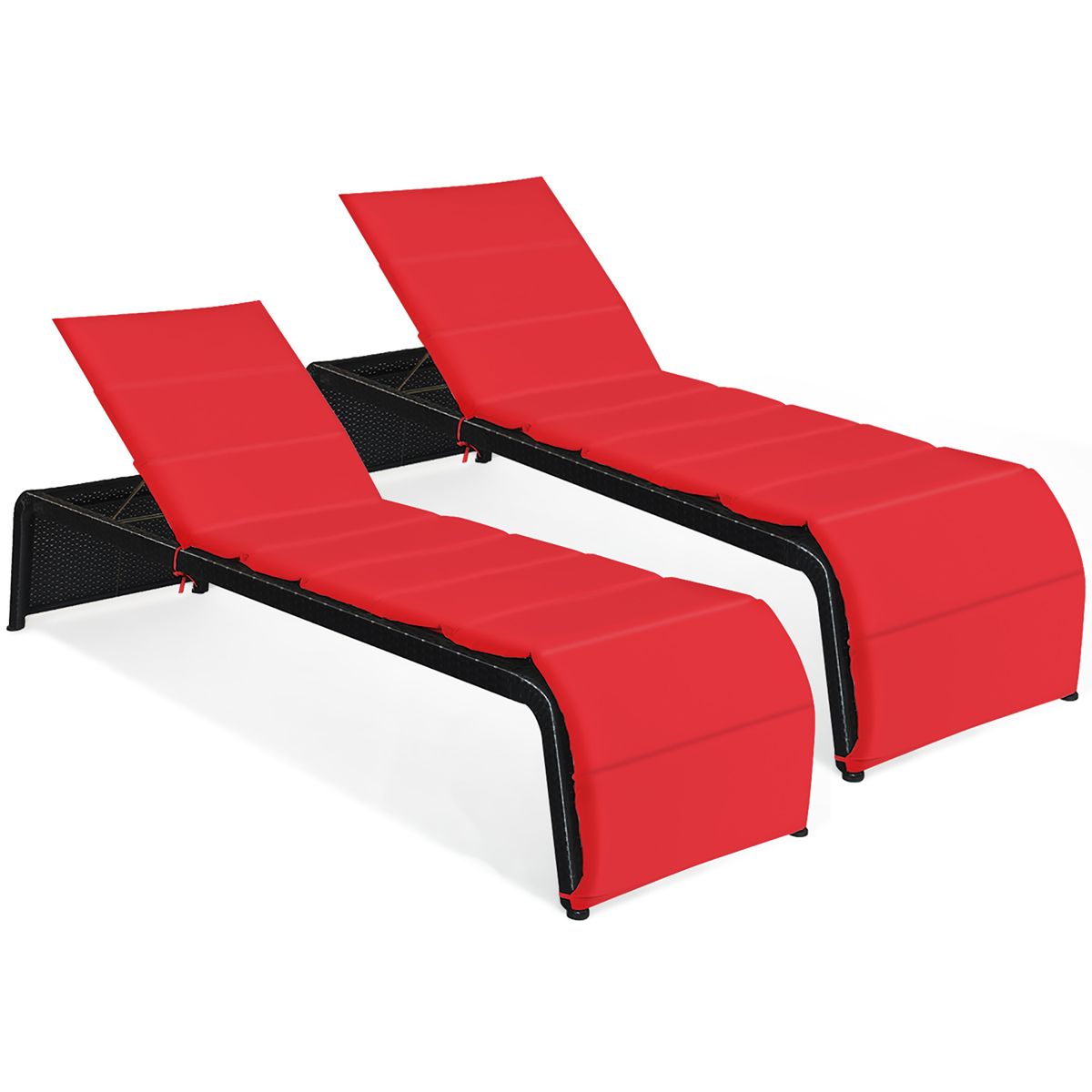 Rattan Patio Chaise Lounge Recliner (Set of 2) - Lounge Chair RE