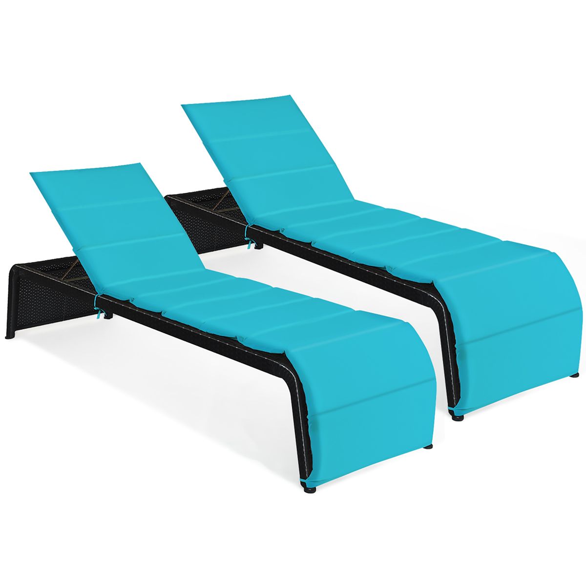 Rattan Patio Chaise Lounge Recliner (Set of 2) - Lounge Chair TU