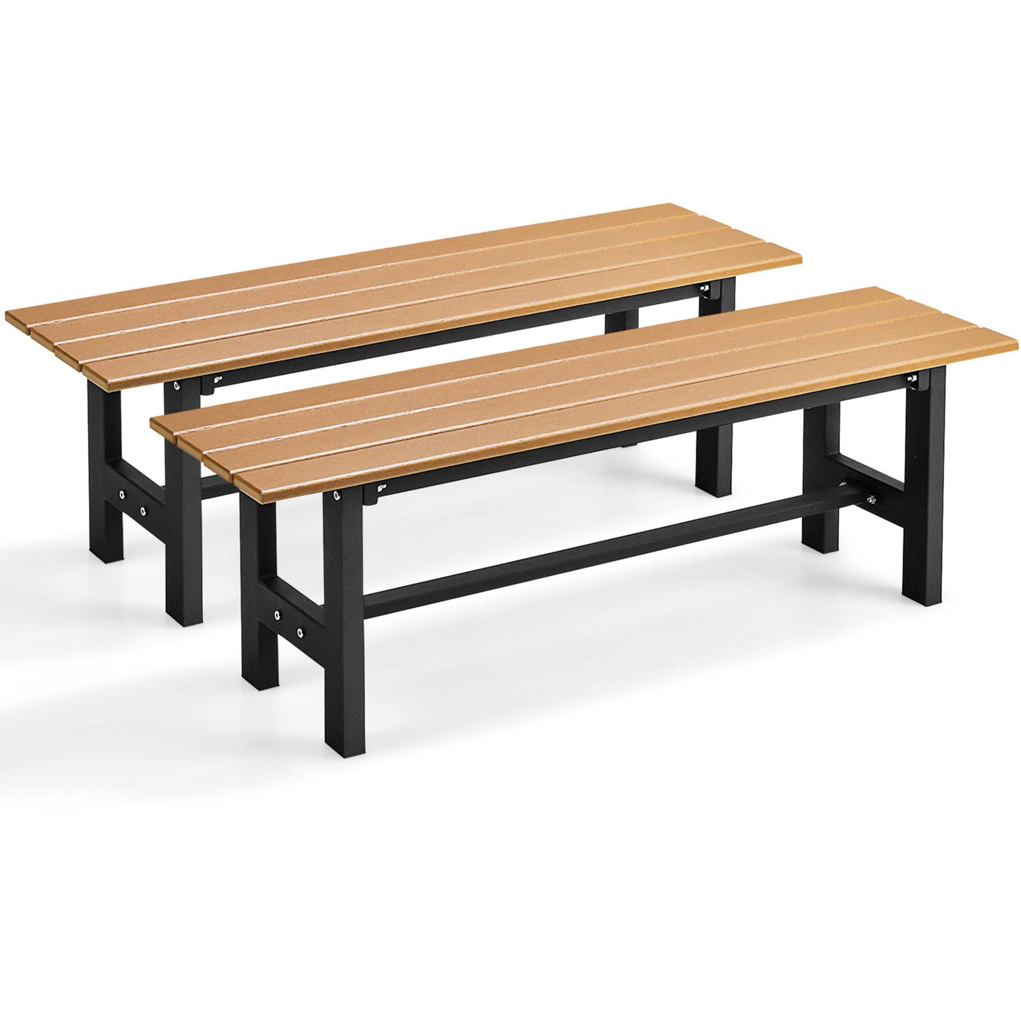 47-Inch Outdoor Bench with Slatted Seat (2-Pack) - Brown