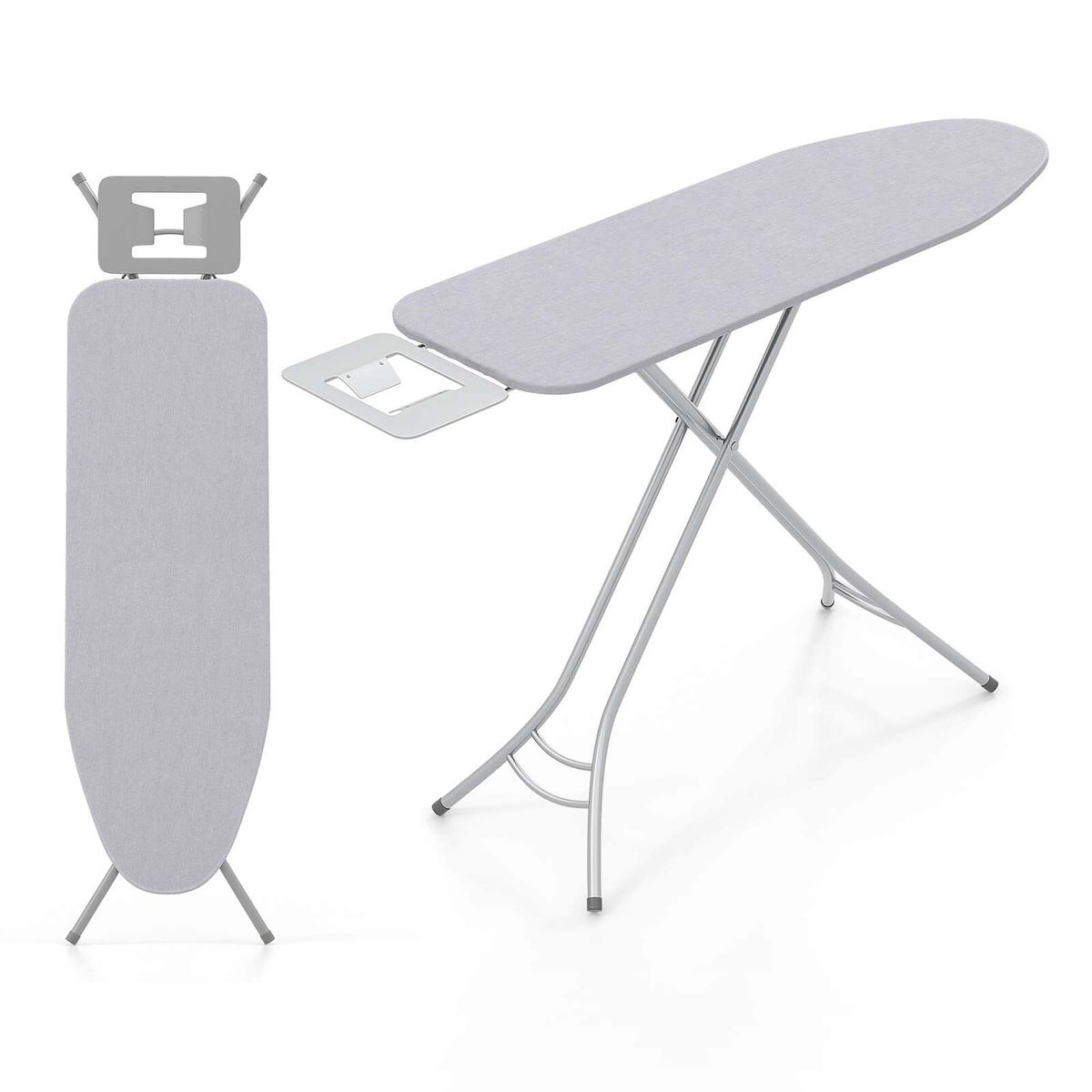 Folding Ironing Board with Iron Rest & Adjustable Height - Gray
