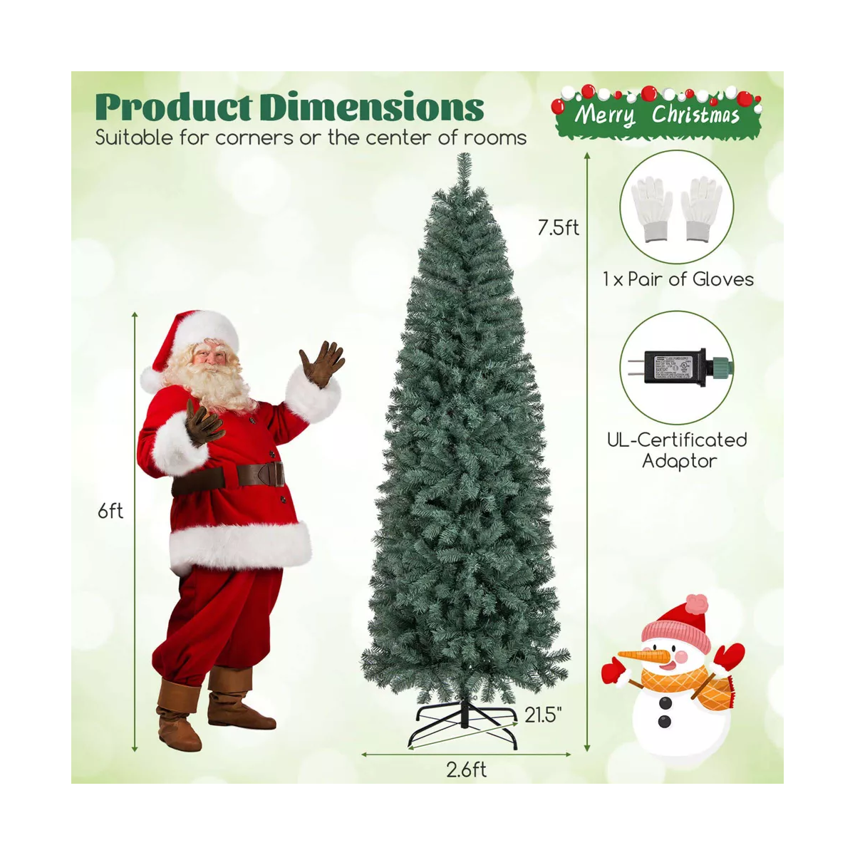 Artificial Christmas Tree with 9 Lighting Modes - 7.5 FT