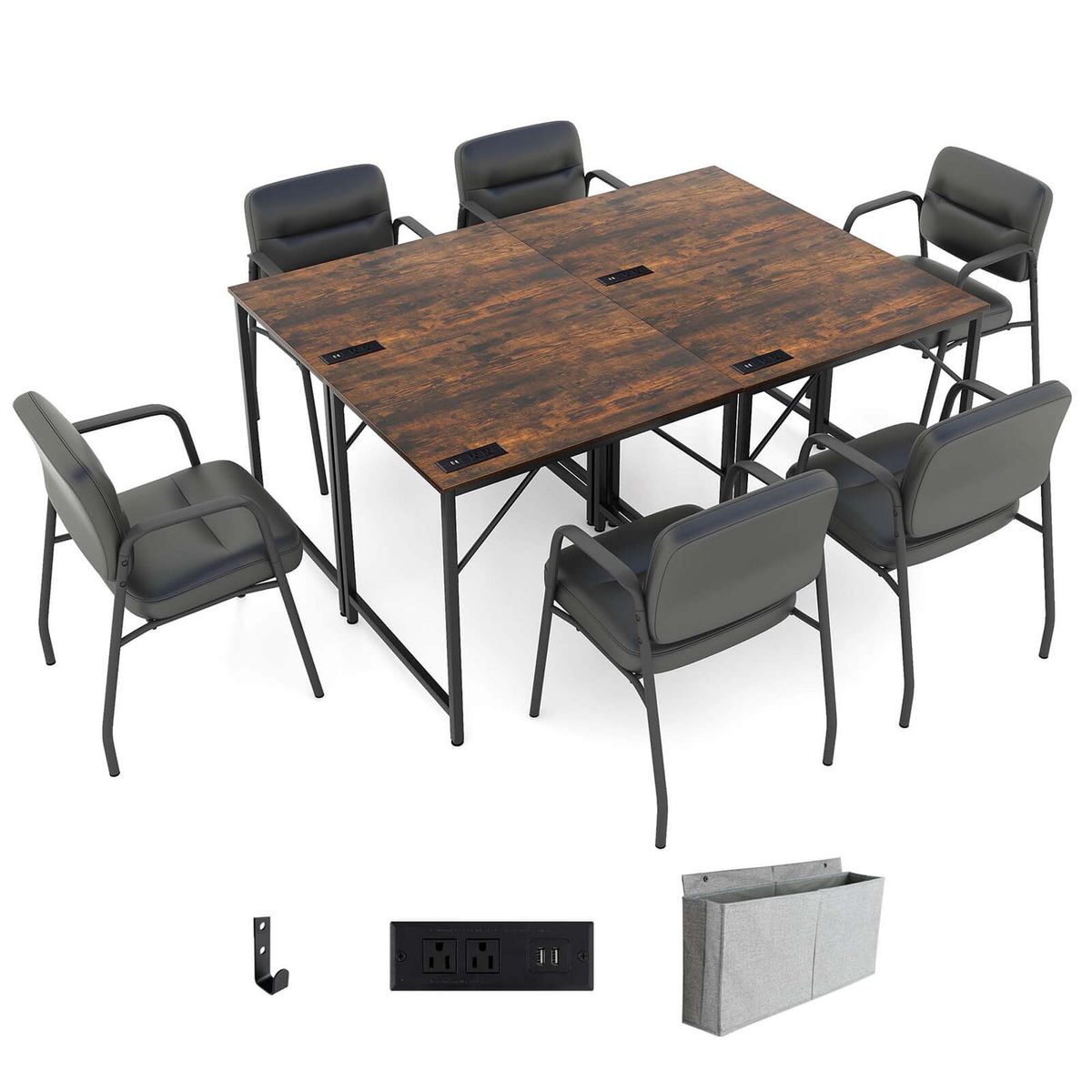 32" Meeting Room Desk with Charging Station (Set of 1, 2, 4, or 6) - Set of 4
