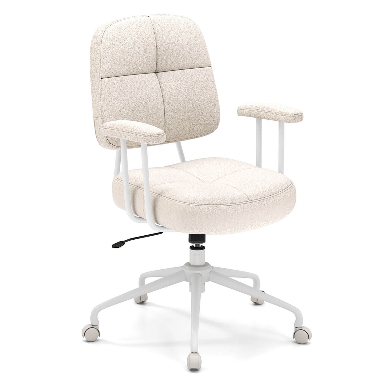 Leathaire Upholstered Home Office Chair with Cushioned Back - Beige