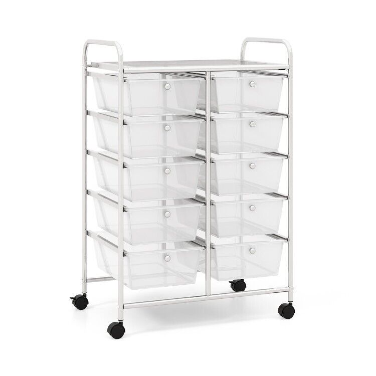 10-Drawer Rolling Storage Cart - Rolling Cart Utility CL