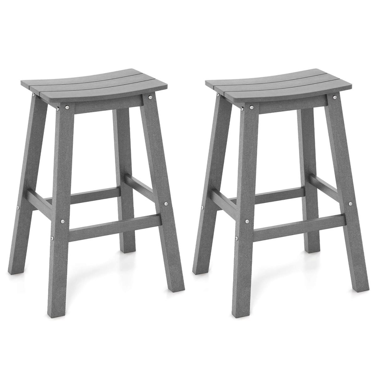 29" Patio Bar Stool with Curved Seat (Set of 2) - Patio Bar Stool-Gray