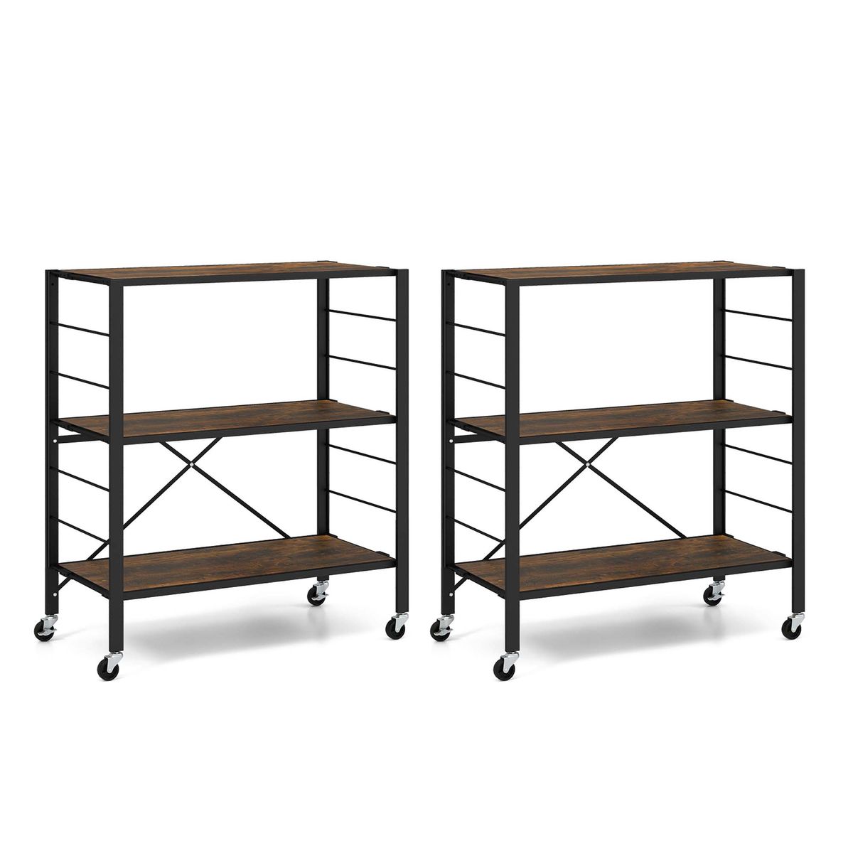 Costway 3-Tier Folding Shelf Unit - Shelving-2