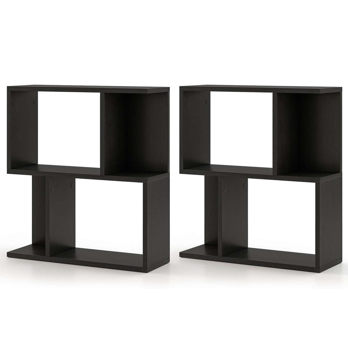3-Tier Geometric Bookcase Side Table with Open Storage - Bookshelf-2 Black